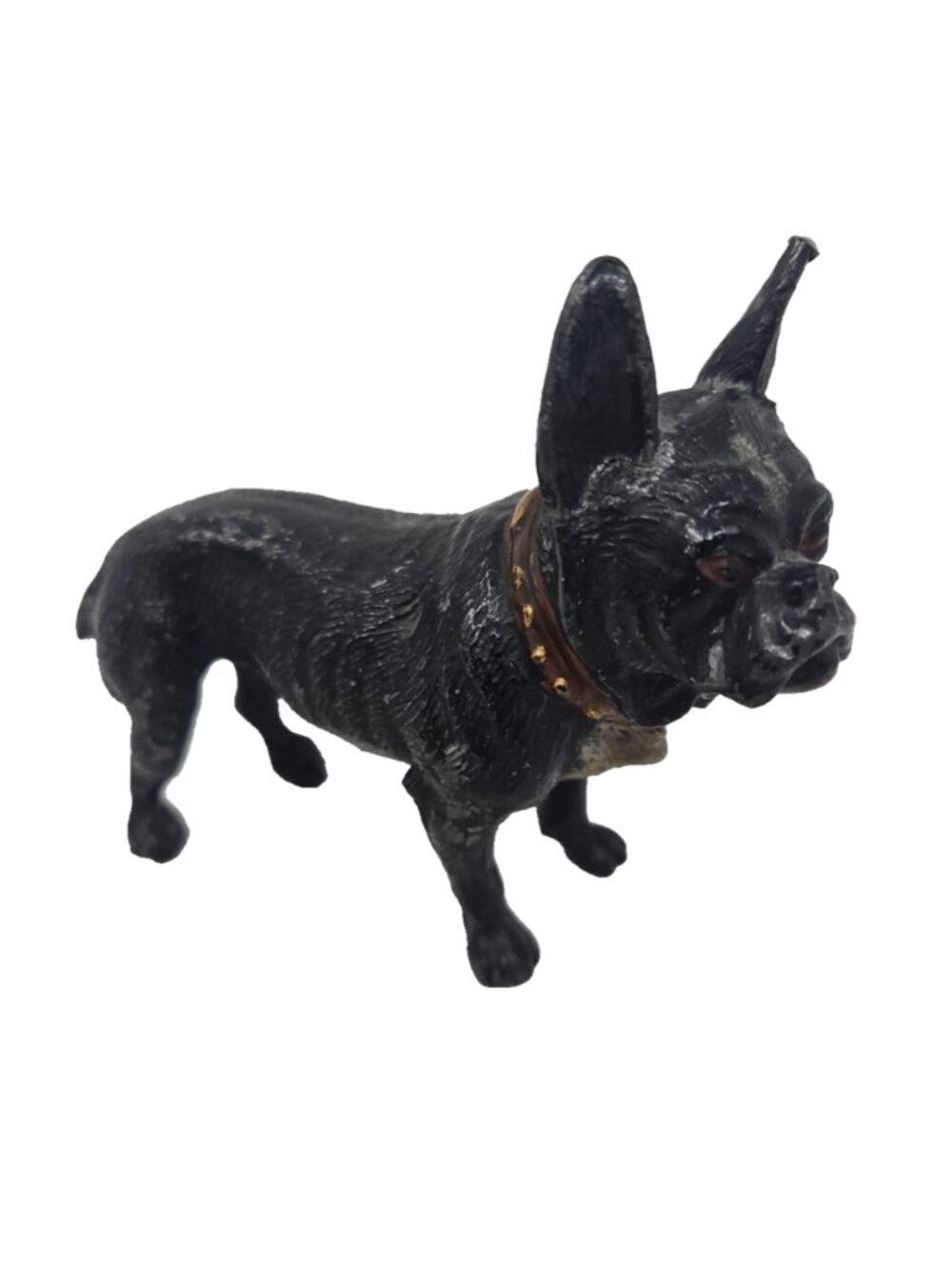 Antique 19th c Cold Paint Spelter Metal French Bulldog Boston Terrier Figurine